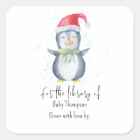 Penguin - baby shower bookplate