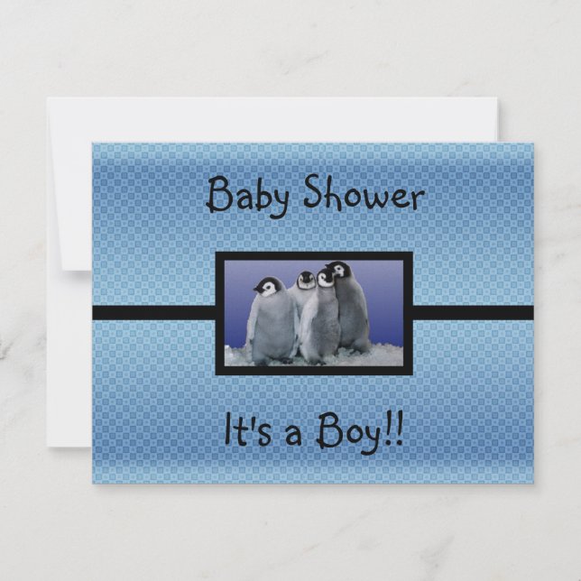 Penguin Baby Shower Boy Invitation (Front)