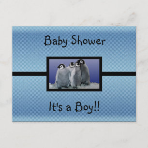 Penguin Baby Shower Boy Invitation