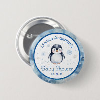 Penguin Baby Shower Button – Winter Theme