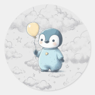 Penguin Baby Shower Classic Round Sticker