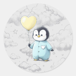 Penguin Baby Shower Classic Round Sticker