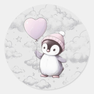 Penguin Baby Shower Classic Round Sticker