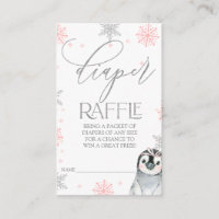 Penguin Baby Shower Diaper Raffle ticket Insert