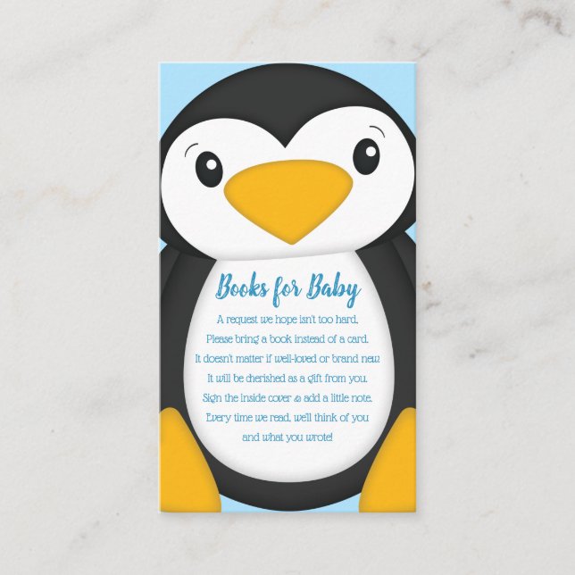 Penguin Baby Shower Enclosure Card (Front)