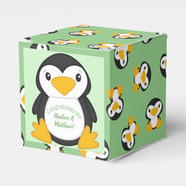 Penguin Baby Shower Favour Box (Front Side)