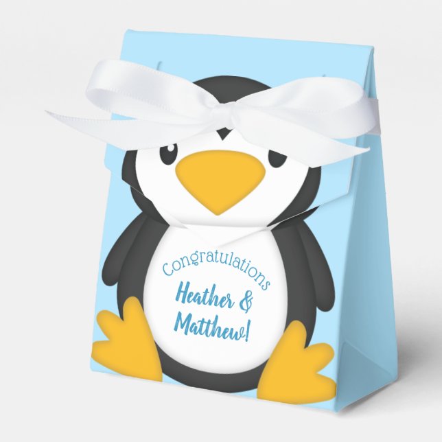 Penguin Baby Shower Favour Box (Front Side)