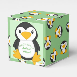 Penguin Baby Shower Green Favour Box