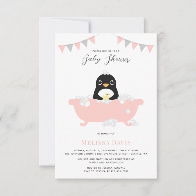 Penguin Baby Shower Invitation (Front)