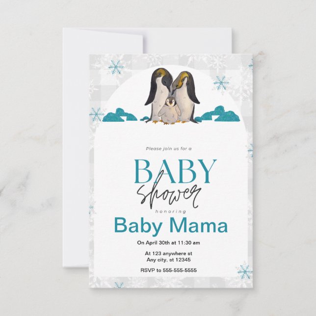 Penguin Baby Shower Invitation (Front)