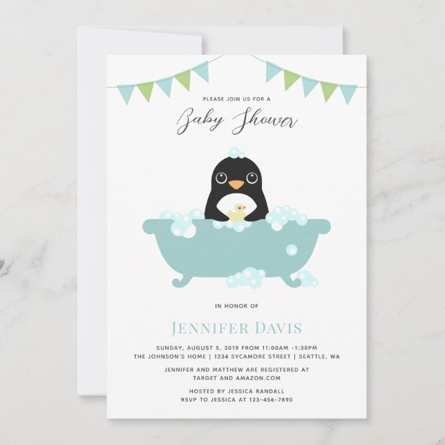 Penguin Baby Shower Invitation (Front)