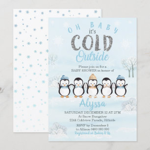 Penguin Baby Shower Invitation Winter Baby Shower