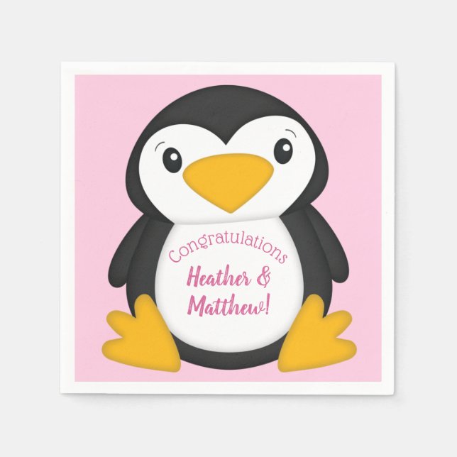 Penguin Baby Shower Napkin (Front)