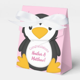 Penguin Baby Shower Pink Favour Box