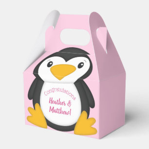 Penguin Baby Shower Pink Favour Box