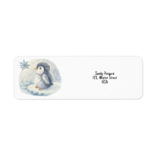 Penguin. Baby shower.  Return Address Label