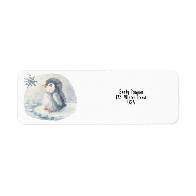 Penguin. Baby shower.  Return Address Label (Front)