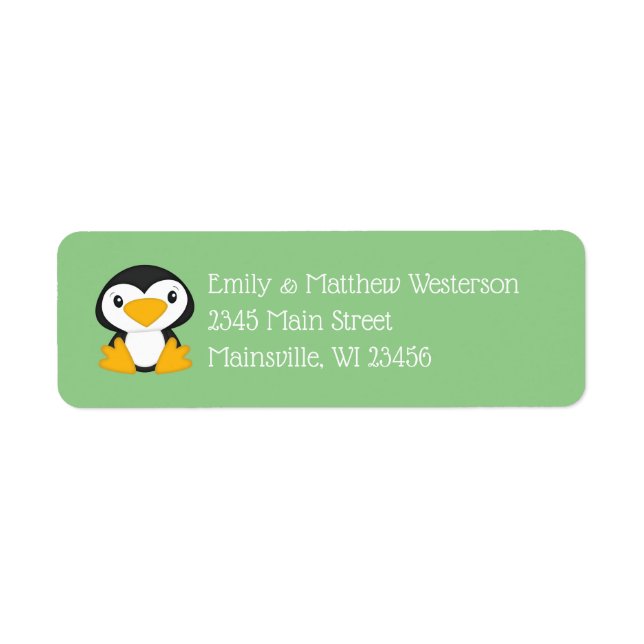 Penguin Baby Shower Return Address Label (Front)