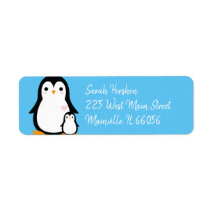 Penguin Baby Shower Return Address Label
