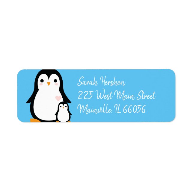 Penguin Baby Shower Return Address Label (Front)