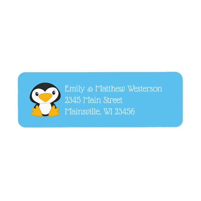 Penguin Baby Shower Return Address Label (Front)