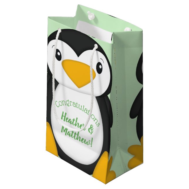 Penguin Baby Shower Small Gift Bag (Front Angled)