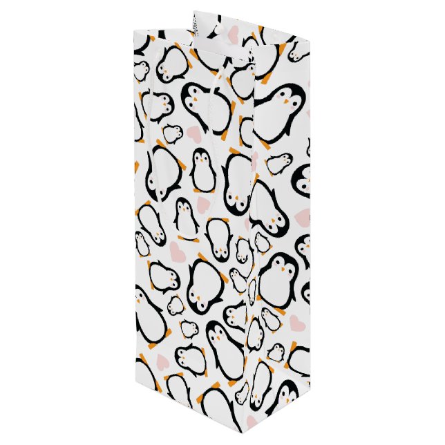 Penguin Baby Shower Wine Gift Bag (Back Angled)