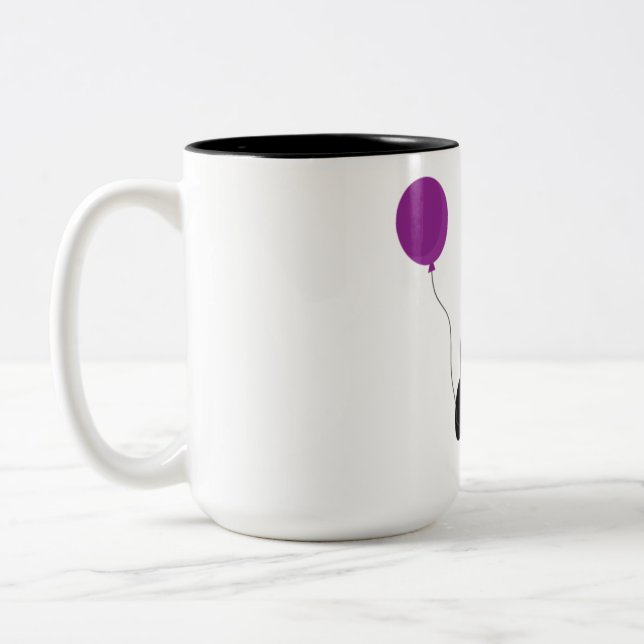 penguin, balloon, cute Two-Tone coffee mug (Left)