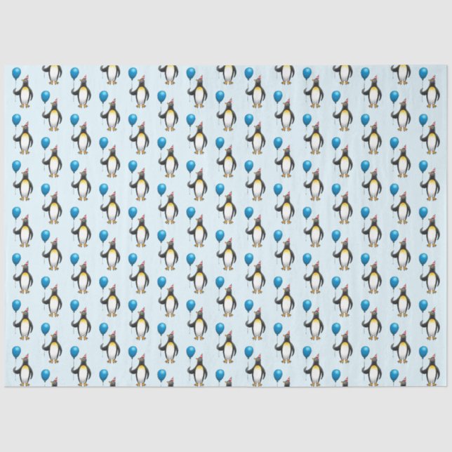 Penguin Balloon Partyhat Tissue Paper (Front)