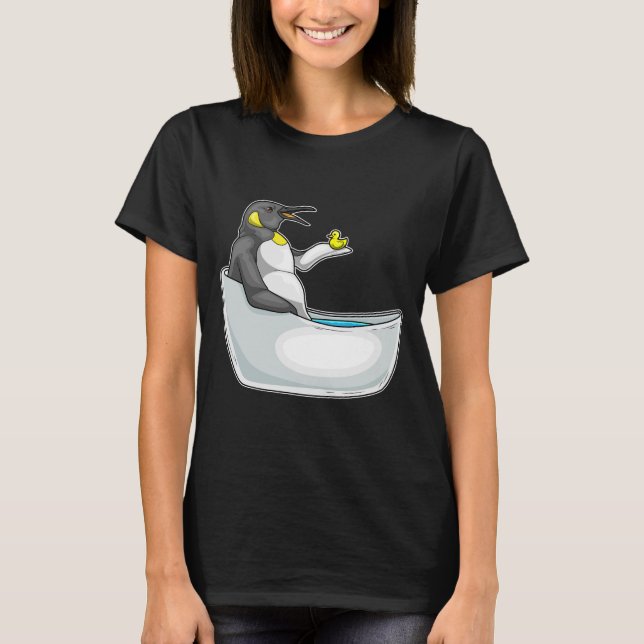 Penguin Bathe Bathtub Duck T-Shirt (Front)