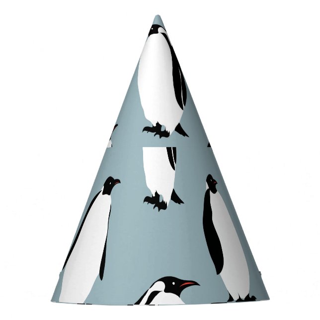 Penguin Bird Animal Cute Pattern Party Hat (Front)