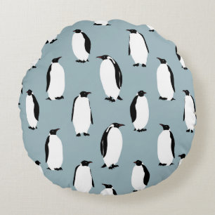 Penguin Bird Animal Cute Pattern Round Cushion