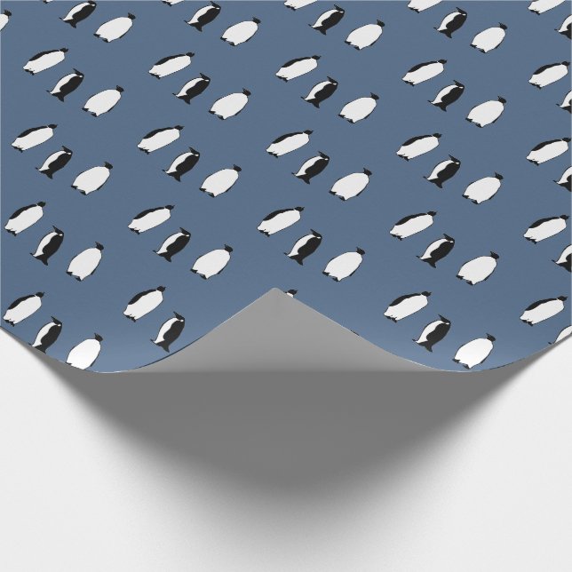 Penguin Bird Blue Antarctic Animal Polar  Wrapping Paper (Corner)