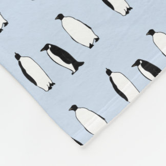Penguin Bird Blue Arctic Animal Polar Winter  Fleece Blanket