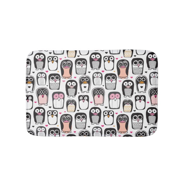 penguin bird illustration background bath mat (Front)