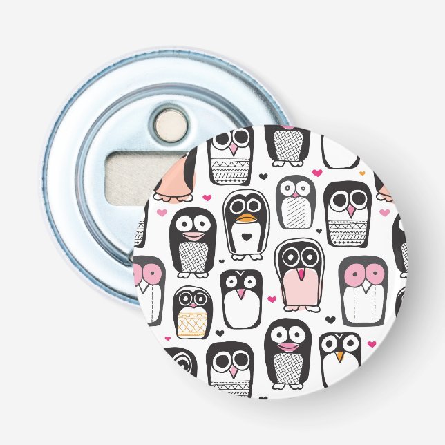 penguin bird illustration background bottle opener (Front)