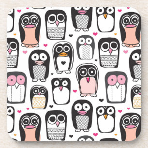 penguin bird illustration background coaster