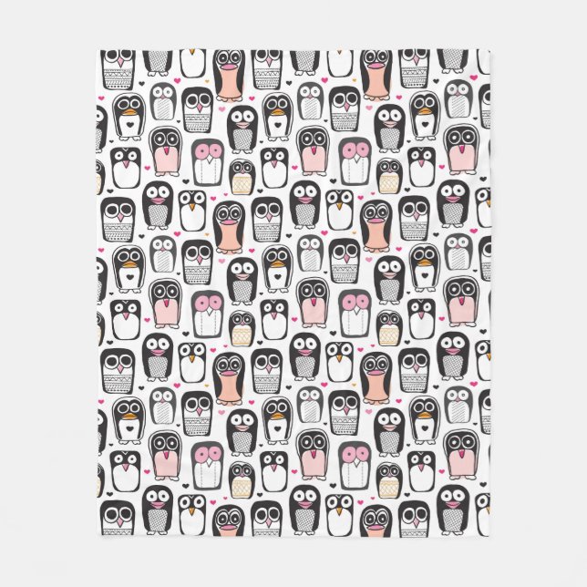 penguin bird illustration background fleece blanket (Front)