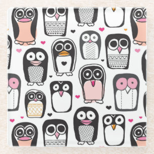 penguin bird illustration background glass coaster