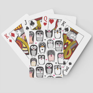 penguin bird illustration background playing cards