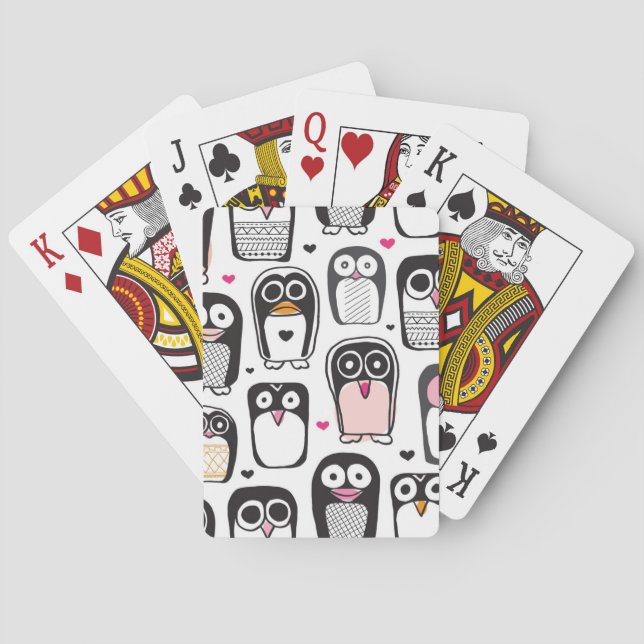 penguin bird illustration background playing cards (Back)