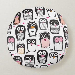 penguin bird illustration background round cushion