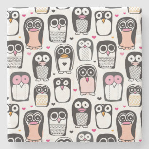 penguin bird illustration background stone coaster
