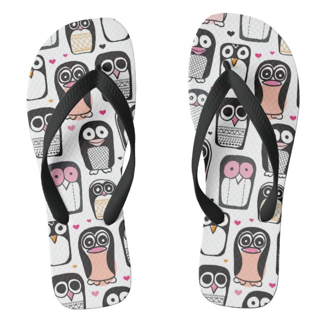 penguin bird illustration background thongs (Footbed)