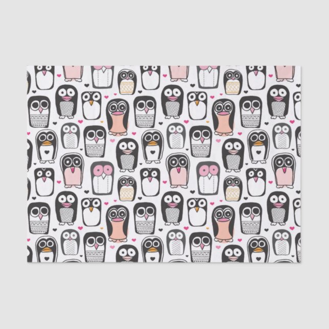 penguin bird illustration background tissue paper (Front)