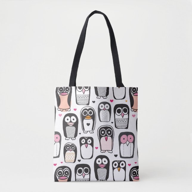 penguin bird illustration background tote bag (Front)