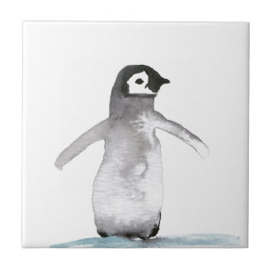 Penguin Bird Wildlife Watercolor Colourful Ceramic Tile