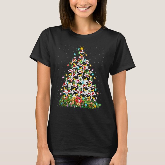 Penguin Bird   Xmas Lights Santa Penguin Christmas T-Shirt (Front)