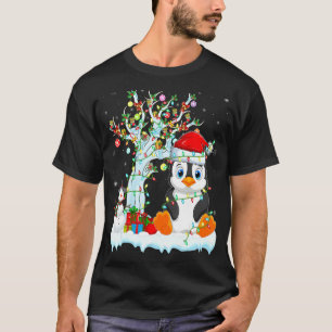 Penguin Bird Xmas Tree Lighting Santa Hat Penguin T-Shirt