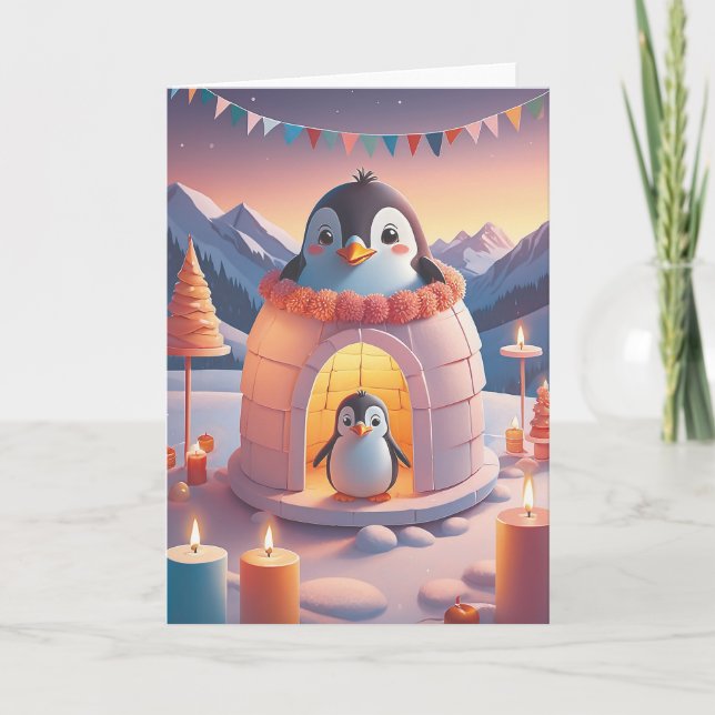 Penguin Birthday Bash Card (Front)